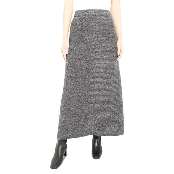 Vintage 90s J.G. Hook Grey Textured Academia High Waist Pencil Maxi Skirt 12P - Picture 1 of 11